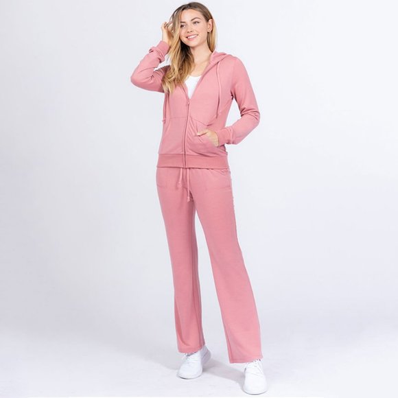 ATHLEISURE Tracksuit Jogger 2-Piece Pink Lounge Wear Set - Picture 3 of 9